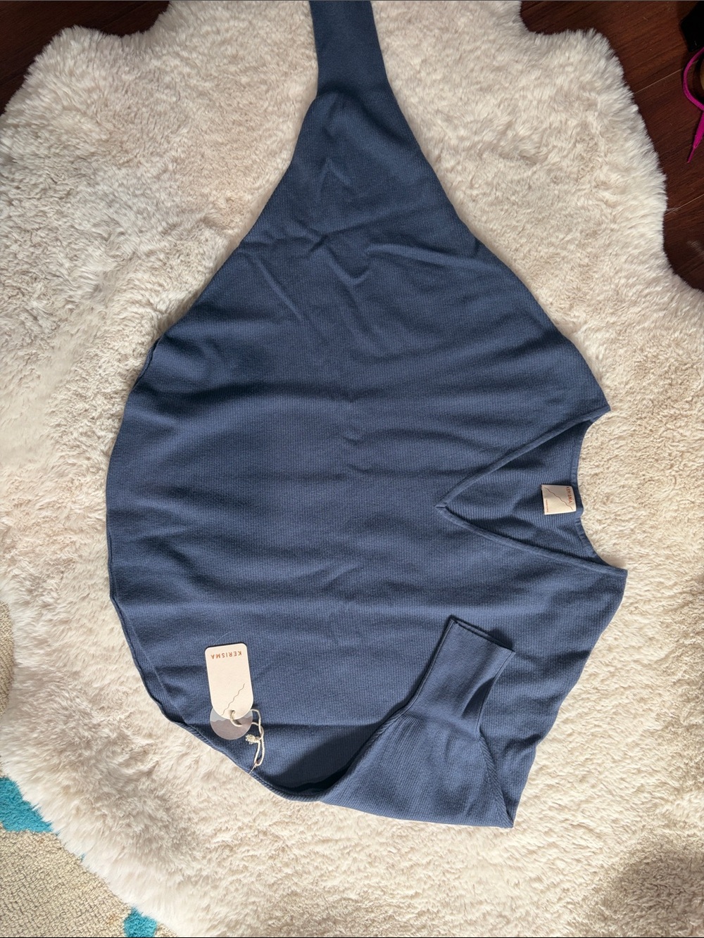 Kerisma 'Ryu' V-Neck Batwing Sweater in Stormy Blue - Size S/M - Picture 8 of 17